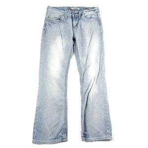 BKE Denim Mens Aiden Bootcut Jeans Light Wash Denim Low Rise Cotton Size 29XS
